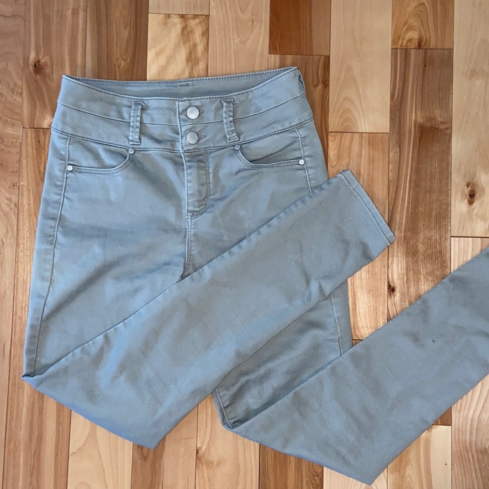 Khaki high waisted skinny ankle pants